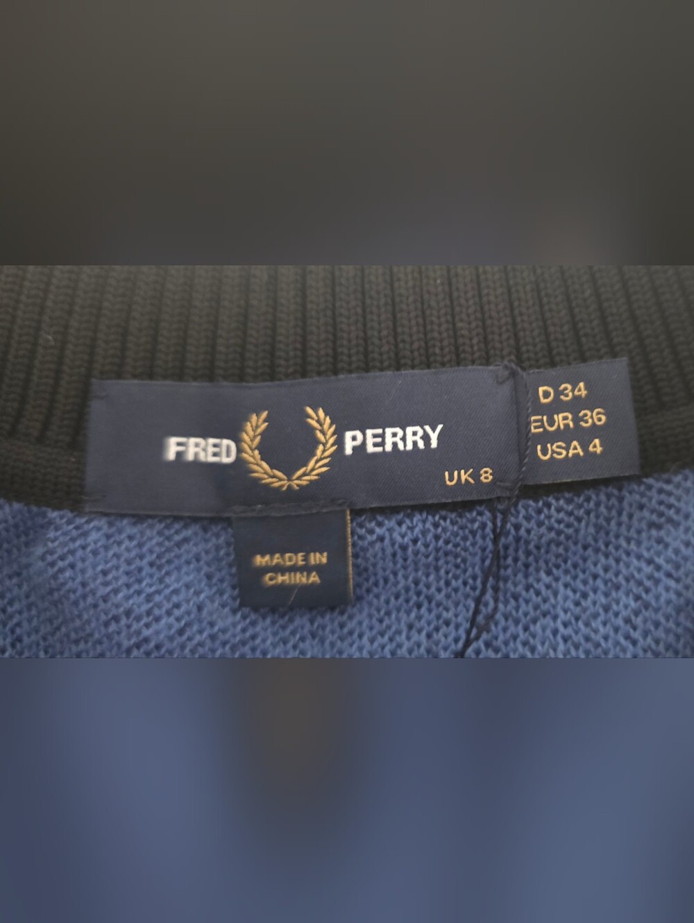 Fred Perry Blue, Black & Cream Striped Polo Dress Size 4 NWOT - Picture 10 of 14